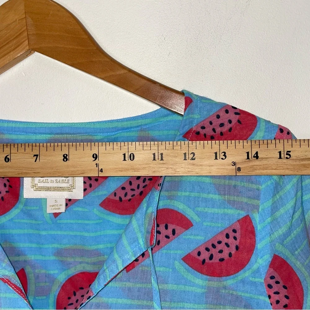 STS Sail To Sable Tunic Dress SZ S Watermelon Print Green Tassel Cotton - Picture 15 of 16